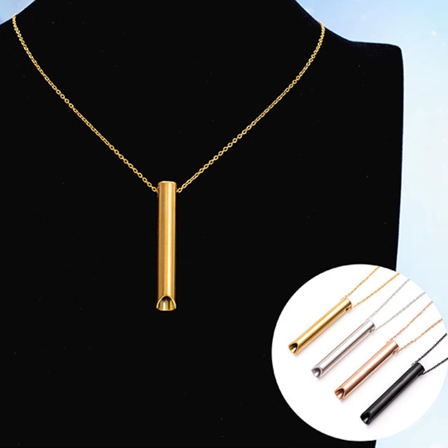 Stainless Steel Anxiety Breathing Necklace Stress Relief Meditation Necklaces Yoga Ritual Quit Smoking Anxiety Relief Jewelry